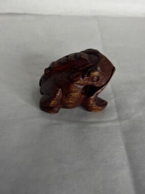 VTG Natural Hand Carved Wooden Frog/Toad 4” Guiro Percussion Instrument No Stick